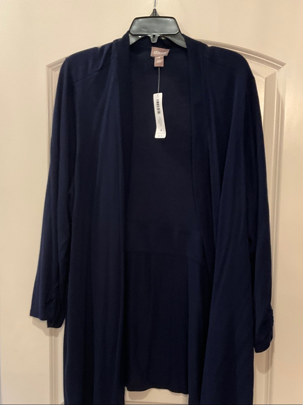 Eileen Fisher Navy Open-Front Long Cardigan